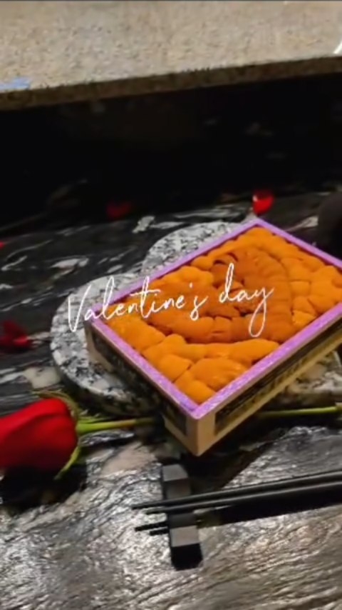 Valentine's Day uni platter with rose